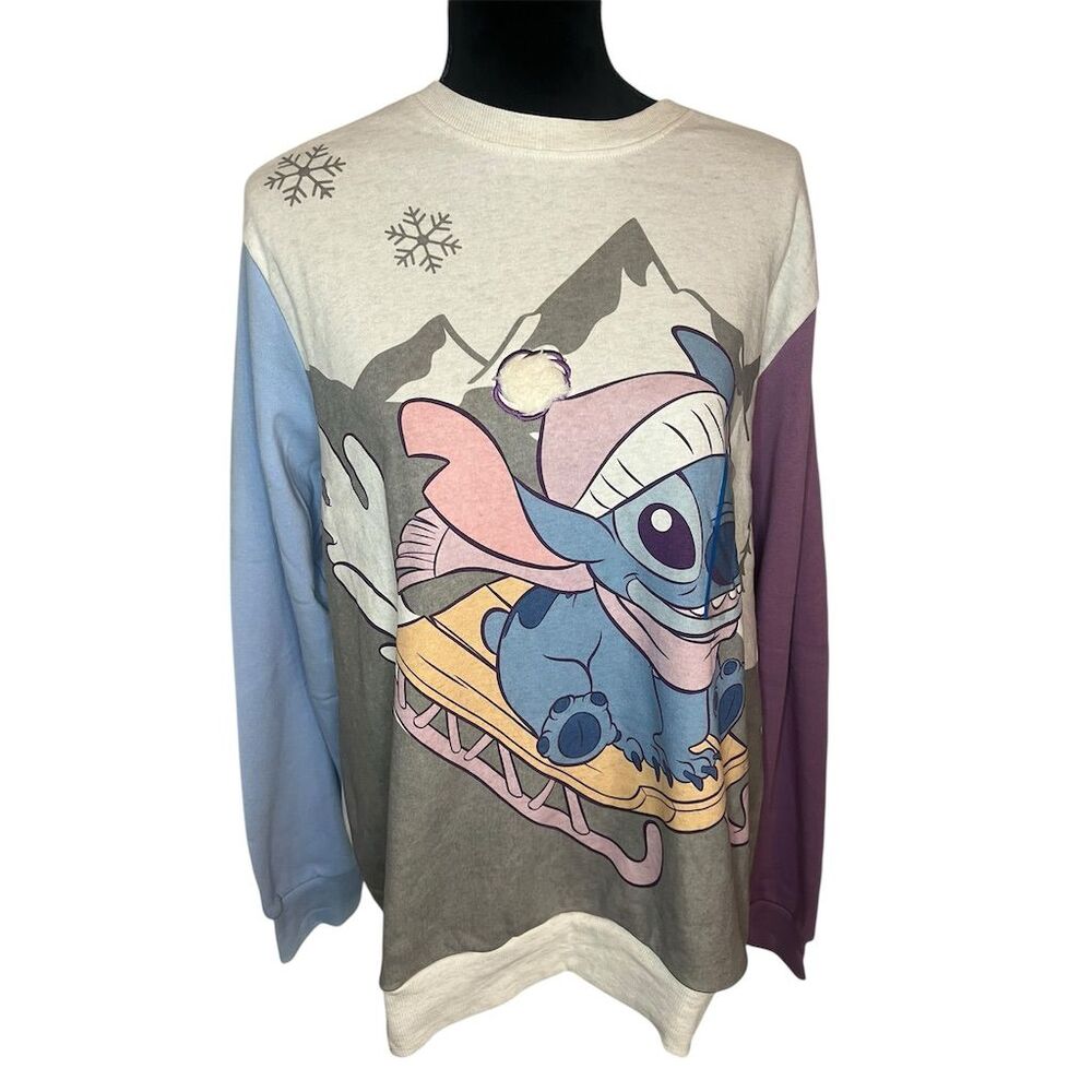 NWT Disney Women's Stitch Sledding Fleece Sweatshirt Size‎ L Multicolor - Picture 6 of 9